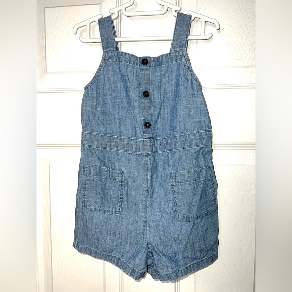 3T Old Navy Toddler Girl Romper Shorts Lightweight Cotton Denim Chambray Blue